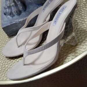 Cape Robbin Women's Cream and Clear Heeled Sandals